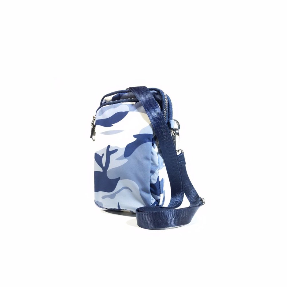 Sol And Selene Bag 'DIVIDE AND CONQUER' Blue White Camo Crossbody Purse